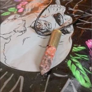 Crazy lace agate necklace on mimic leather